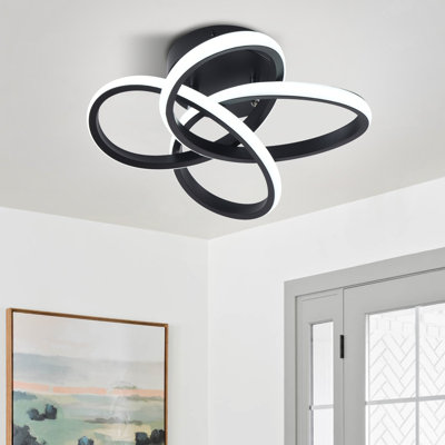 Janyia 1 - Light 31cm Black Geometric LED Flush Mount