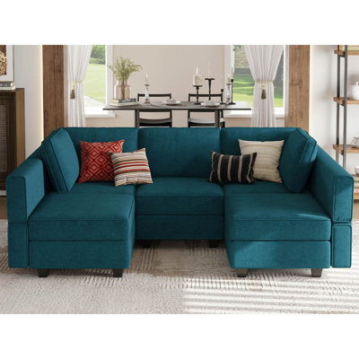 Kimbrel Small Sectional Sofa Modular U Shaped Couch 3 Seater Sectional Couch Convertible Chaise Ottoman With Storage