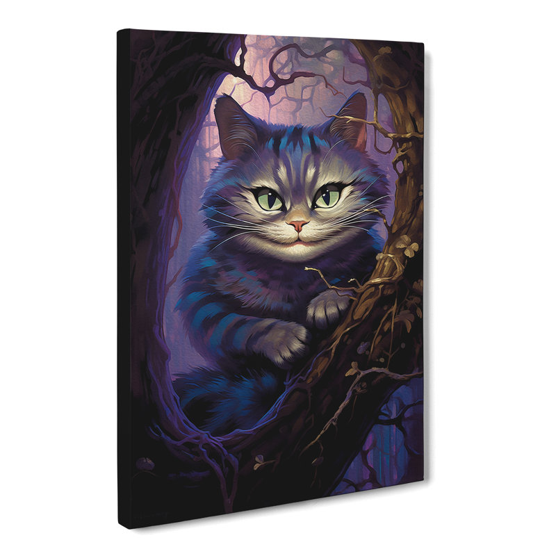 Cheshire Cat Nouveau - Print on Canvas, 50cm H x 35cm W x 3cm D