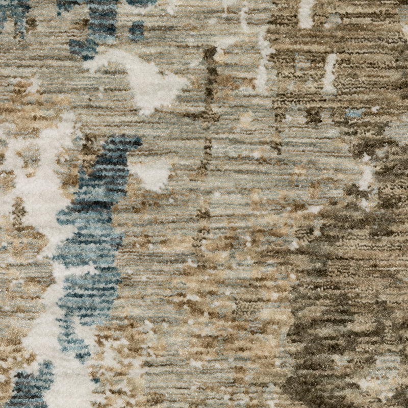 Ehlena Abstract Elements Beige/ Teal Area Rug, Rectangle 5'3" x 7'9"