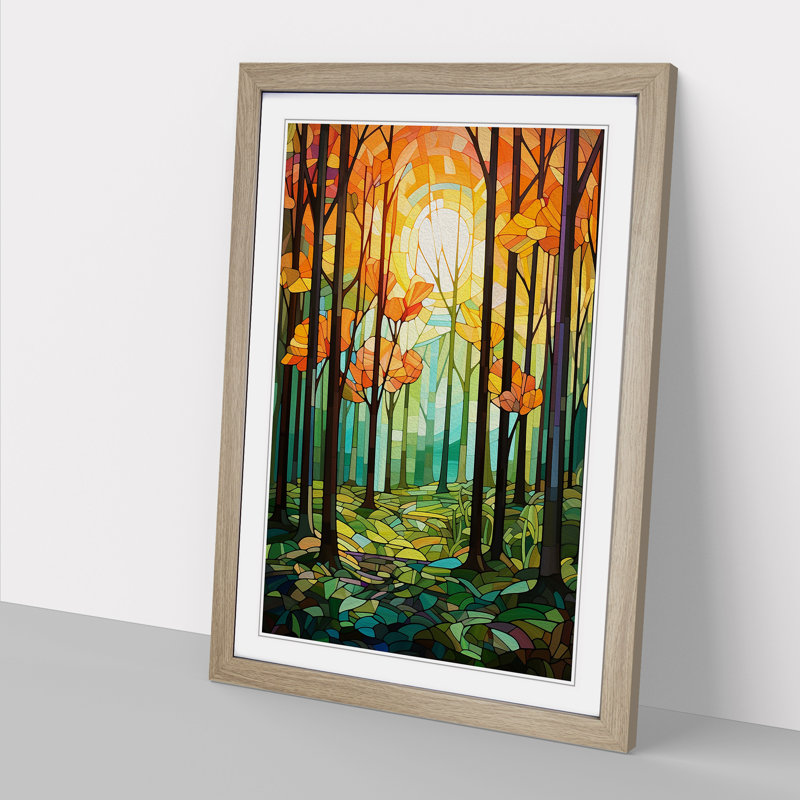 Spring Forest No.2 - Single Picture Frame Print on Wood, Oak Framed, 46cm H x 34cm W