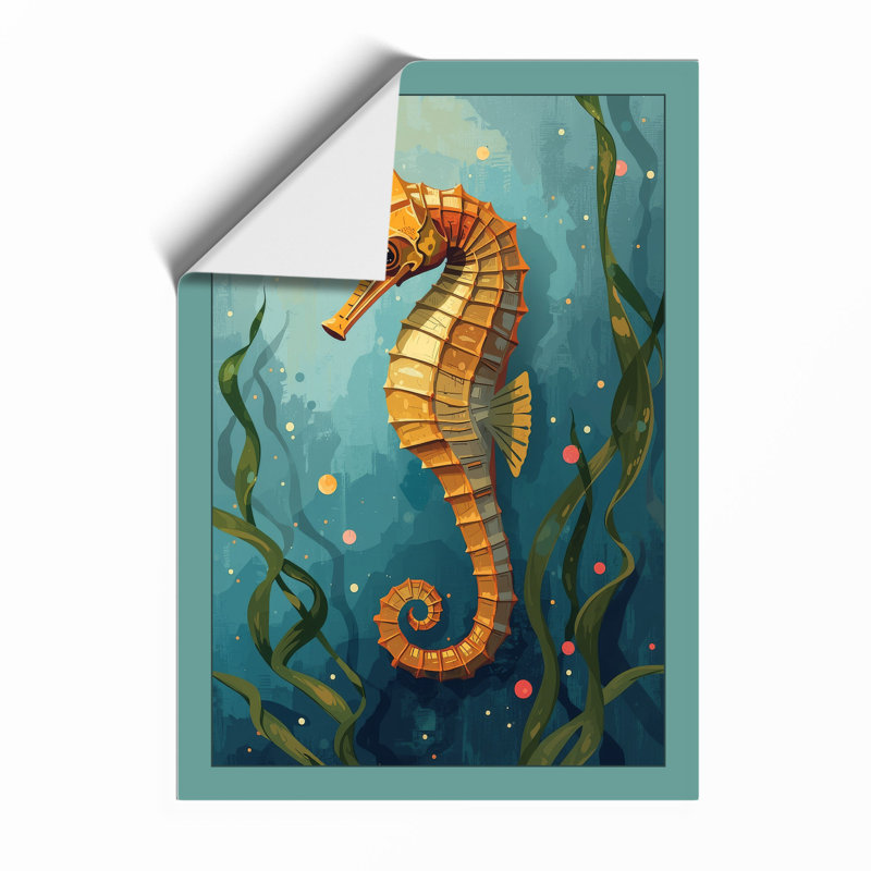 Striped Seahorse Coastal - Framed Print, Unframed, A3 - 42.0 x 29.7 cm