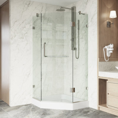 Piedmont 36" W x 36" D x 79" H Hinged Frameless Shower Enclosure with 3/8  Clear Glass&Base