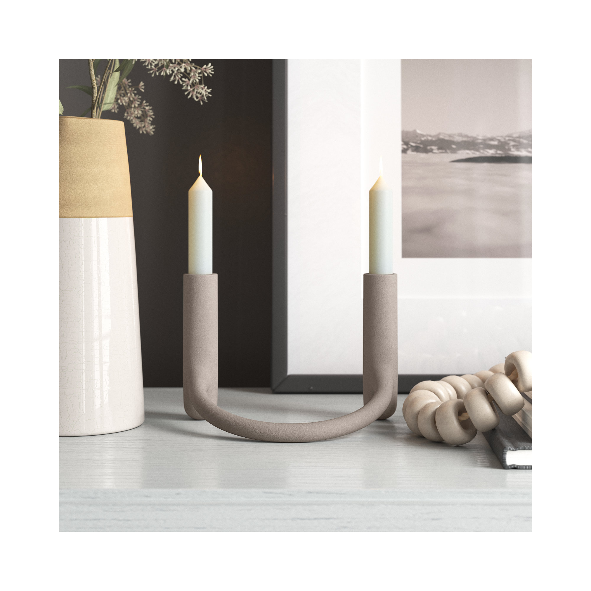 Aluminium Multi Candleholder, Off White