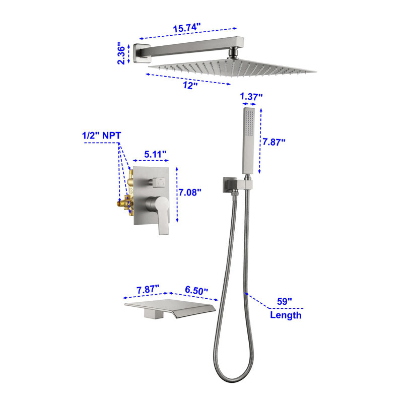 All-In-One Kit with Rough in-Valve, Brushed Nickel