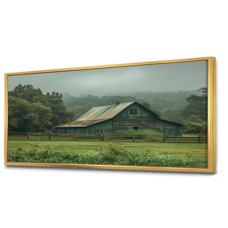 Hans - reproduction d'art mural de grange, Toile avec cadre flottant or, H 28 po x l 60 po x P 1,5 po