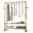 Gold Rolling Garment Rack with Shelves and Hooks,Freestanding Modern Clothing Rack with Wheels,Large Clothes Hanging Rack for Bedroom,Closet,Entryway,Wardrobe,Boutique Display