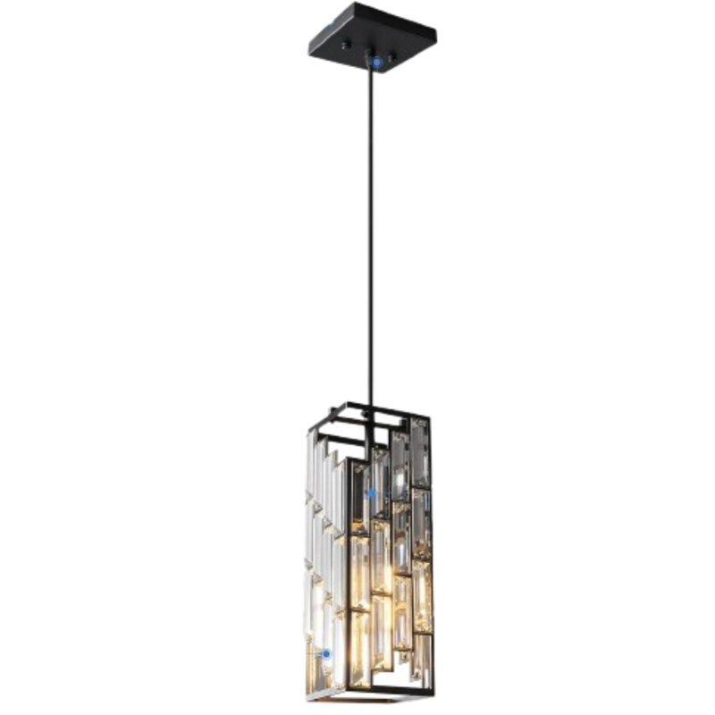 Lustre réglable en cristal noir