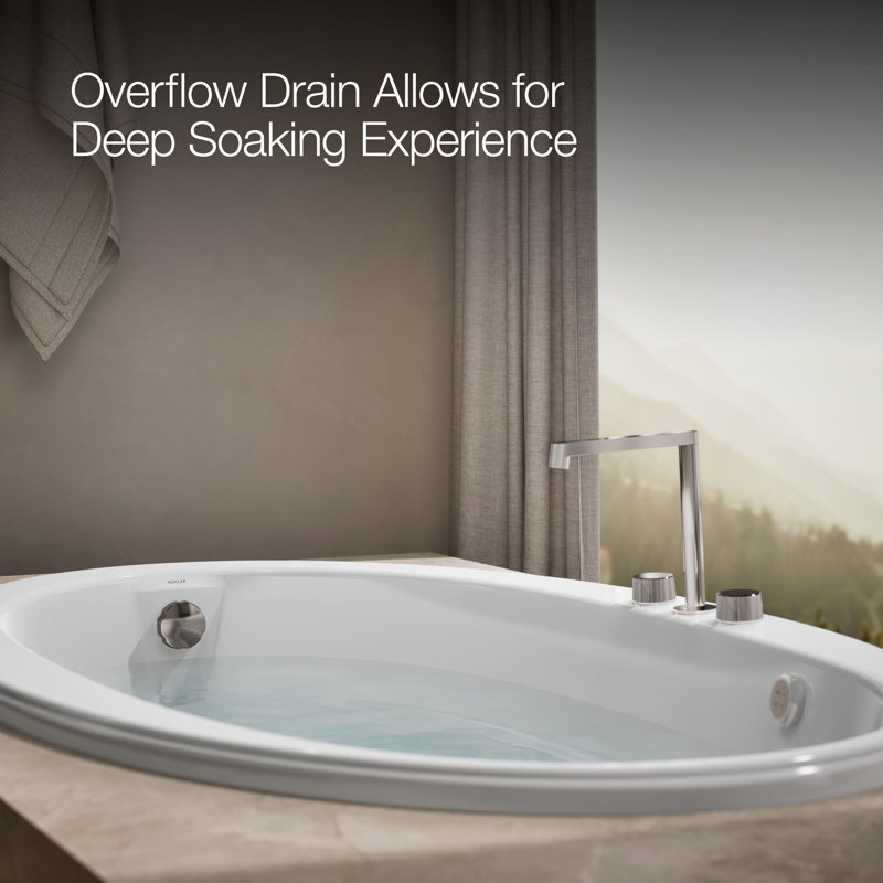 Sunward 66" x 42" Drop In Whirlpool Cast Iron Bathtub with Heater, White