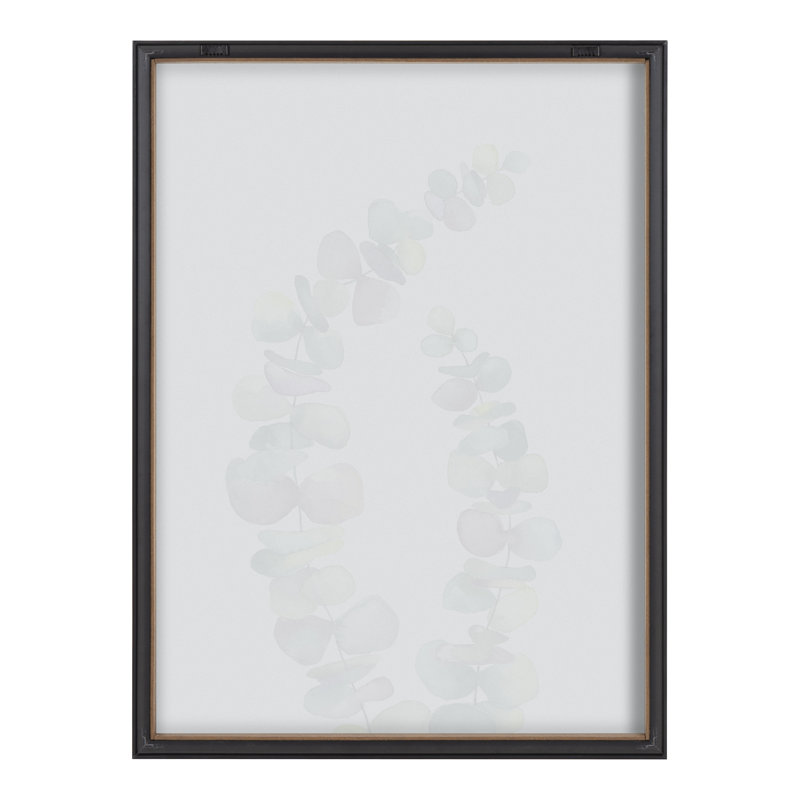 Gray Framed Eucalyptus 2 Branches Watercolor Print, 18x24