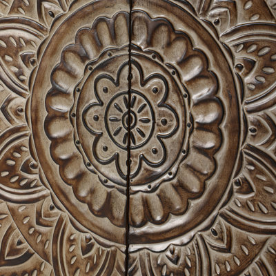 Carved 2-Door Storage Accent Cabinet