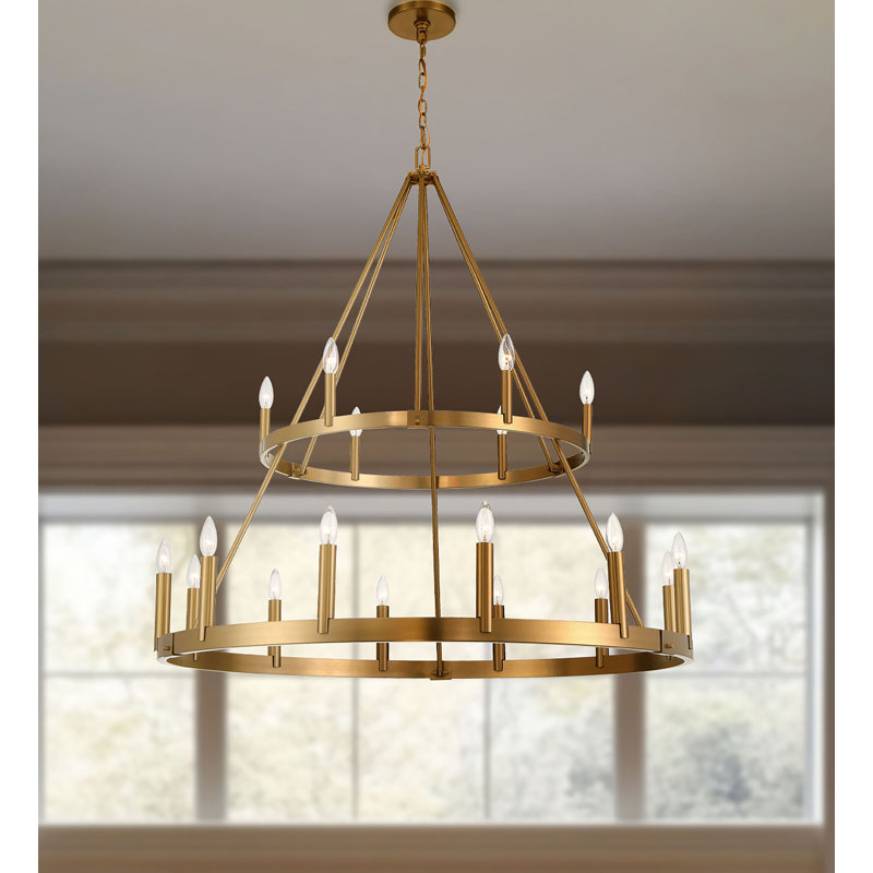 18 LIGHT CHANDELIER, Signature Brass