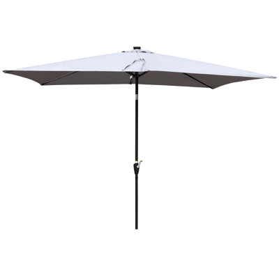 Versatile Rectangular Patio Umbrella with Advanced Solar Lighting and Multiple Functionalities for Outdoor Enjoyment