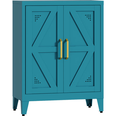 32"Metal Kitchen Pantry Cabinet,Floor Bathroom Storage Cabinet with 2 Adjustable Shelves,Freestanding Sideboard for Small Spaces, Living Room, Hallwa