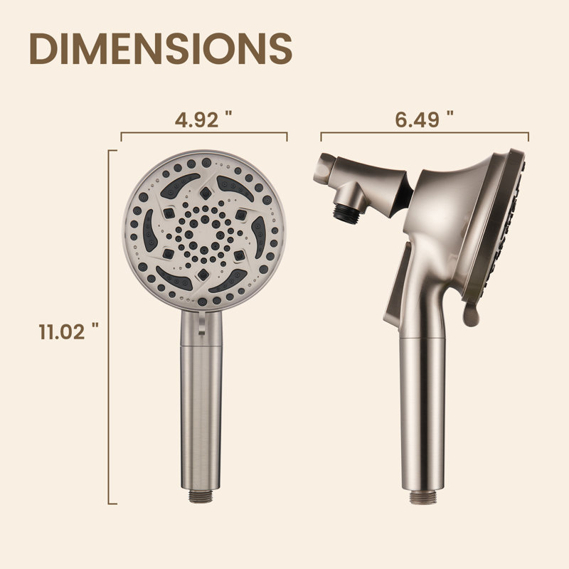 7-Spray Handheld Shower Head with One-Button Detachable Shower Head and Built-in Filter Brushed Nickel, Brushed Nickel