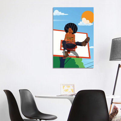 Afro And Hoops - Print on Canvas