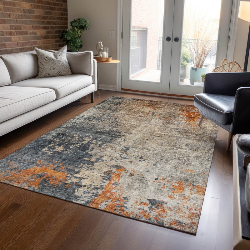Karima Brown Washable Indoor-Outdoor Rug - , 2'6" x 3'10"