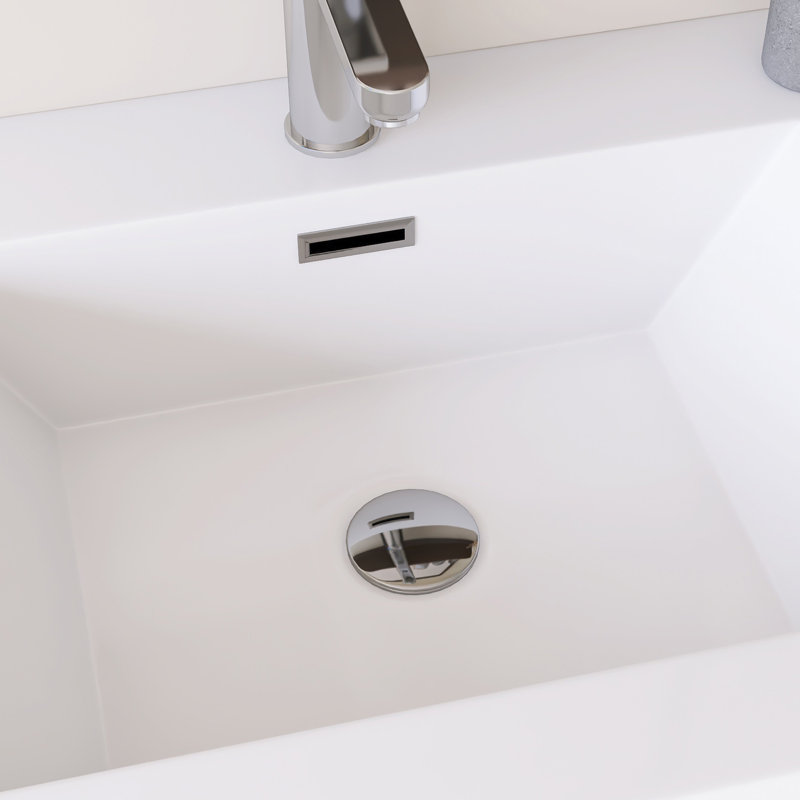 Meuble-lavabo mural simple avec plateau en résine intégré blanc, Blanc, 24"