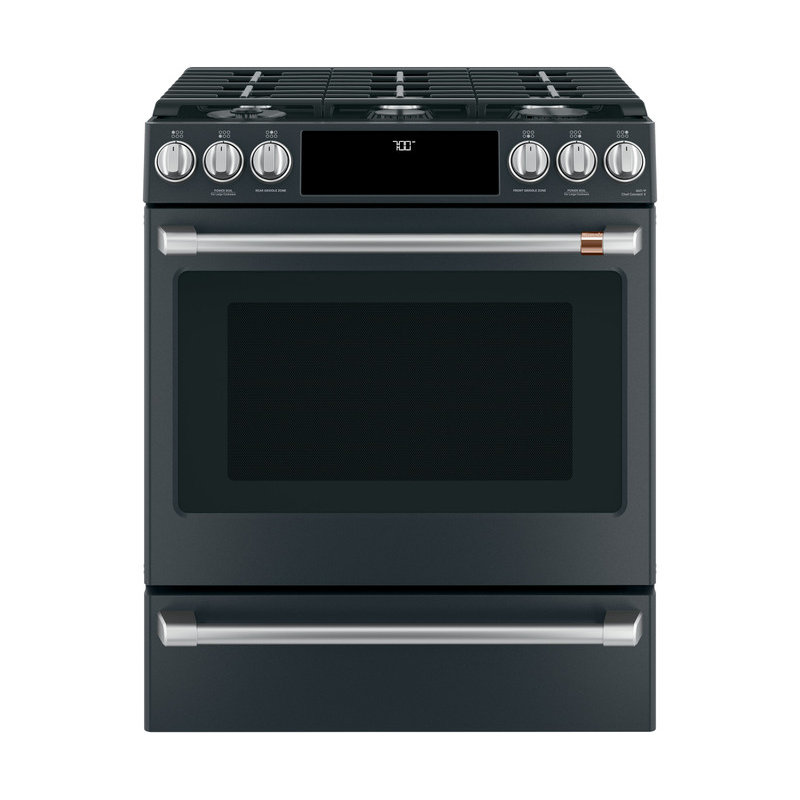 Café 30" 5.6 cu. ft. Slide-in Gas Range with Griddle, Matte Black