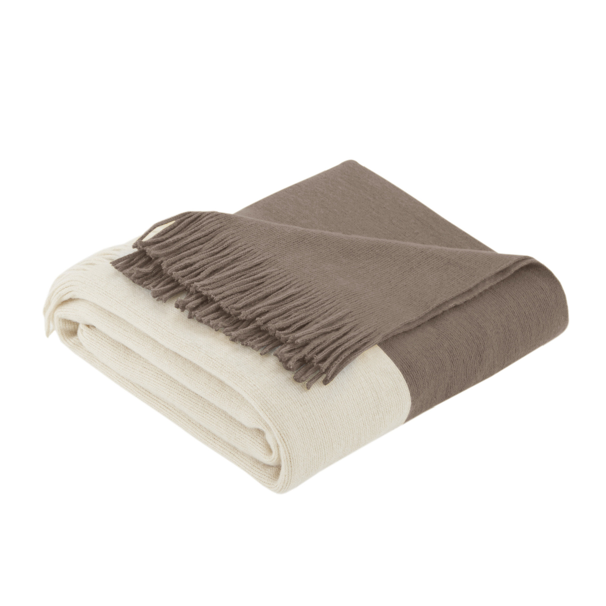 Linea Color Block Faux Cashmere Throw, Taupe