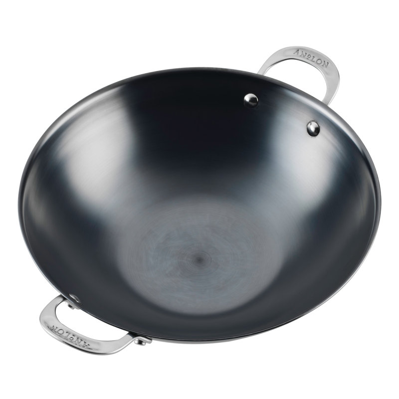 Anolon EverLast Carbon Steel Wok, 14-Inch, Black