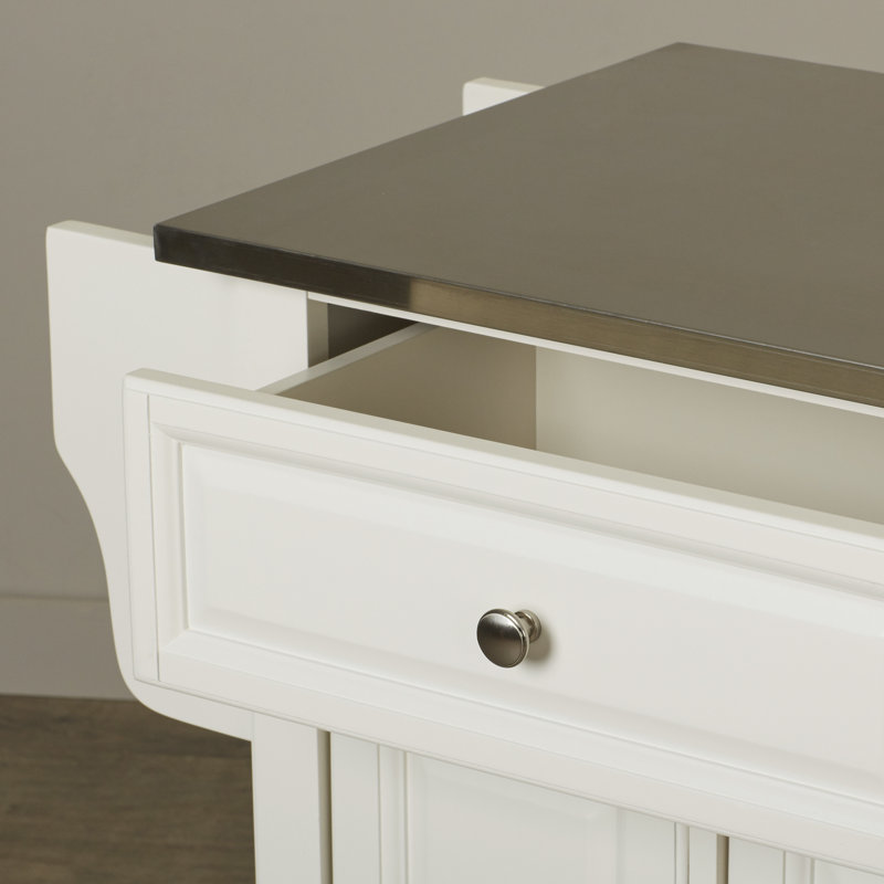 Haslingden Kitchen Island, White/Brushed Nickel