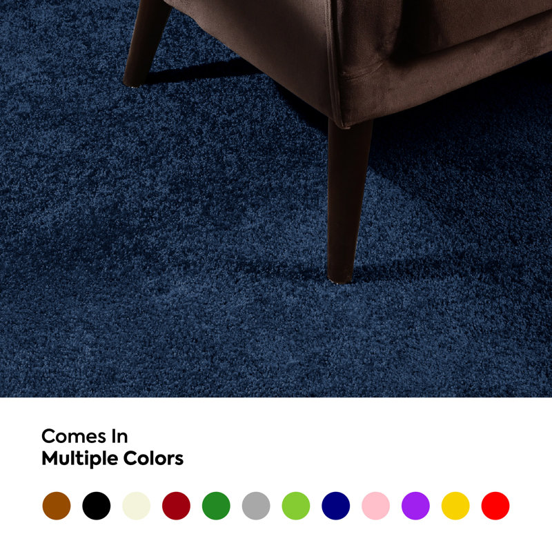 Modern Plush Pet and Kids Friendly Solid Color Navy Area Rugs, Stain & Fade Resistance, Made in USA, Perfect for Living Room, Dining Room, Bedroom, Playroom and Kidsroom, Event, Wedding, Amberli Binded Rug