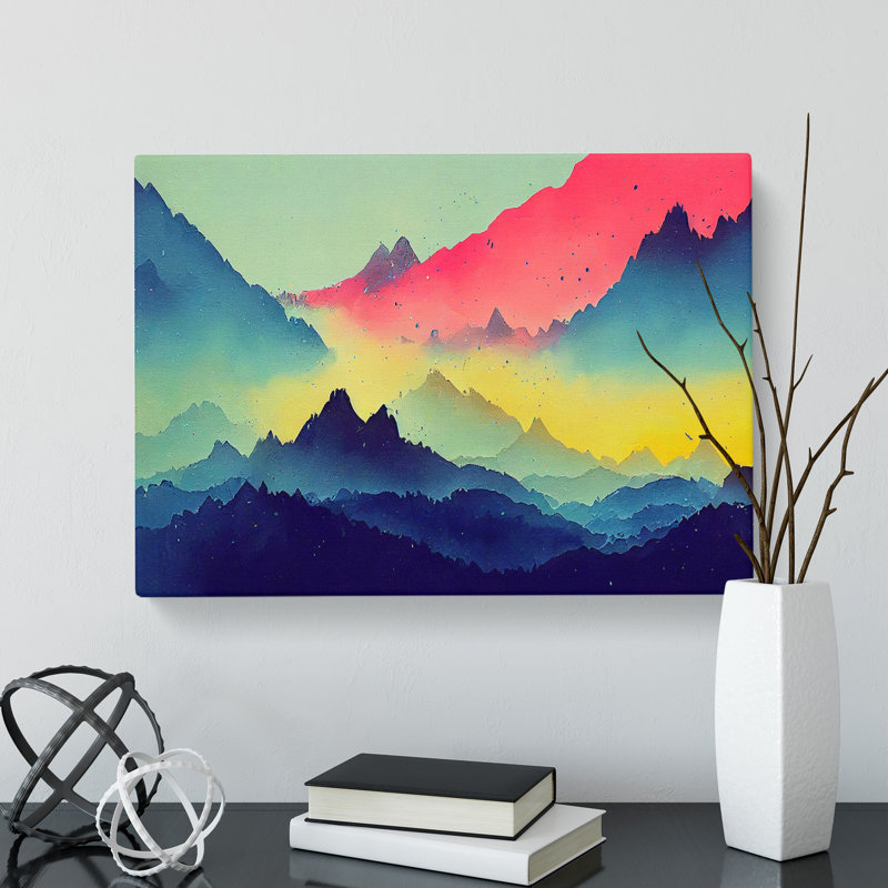 Painted Mountain Landscape Vol.2 Abstract - Wrapped Canvas, 40cm H x 60cm W x 3cm D