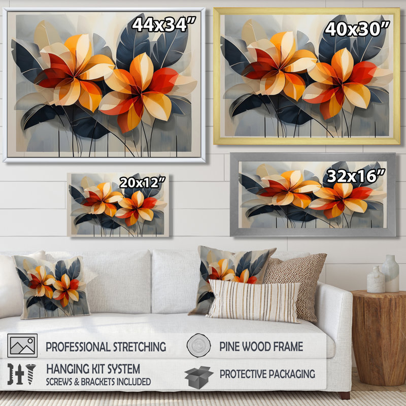 Chuk Summer Hibisuc In A Geometric Symphony I - art mural hibiscus, Reproduction encadrée d'une seule photo, Blanc