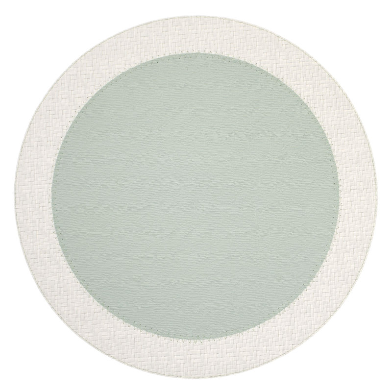 Halo 100% Pthalate-free Vinyl Round Placemats, White;Celadon