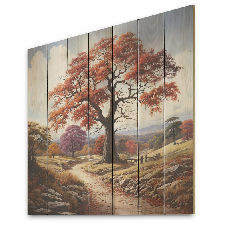 Autumn Splendour Sycamore Trees - Tree Sycamore On Wood Print, 15" H x 15" W
