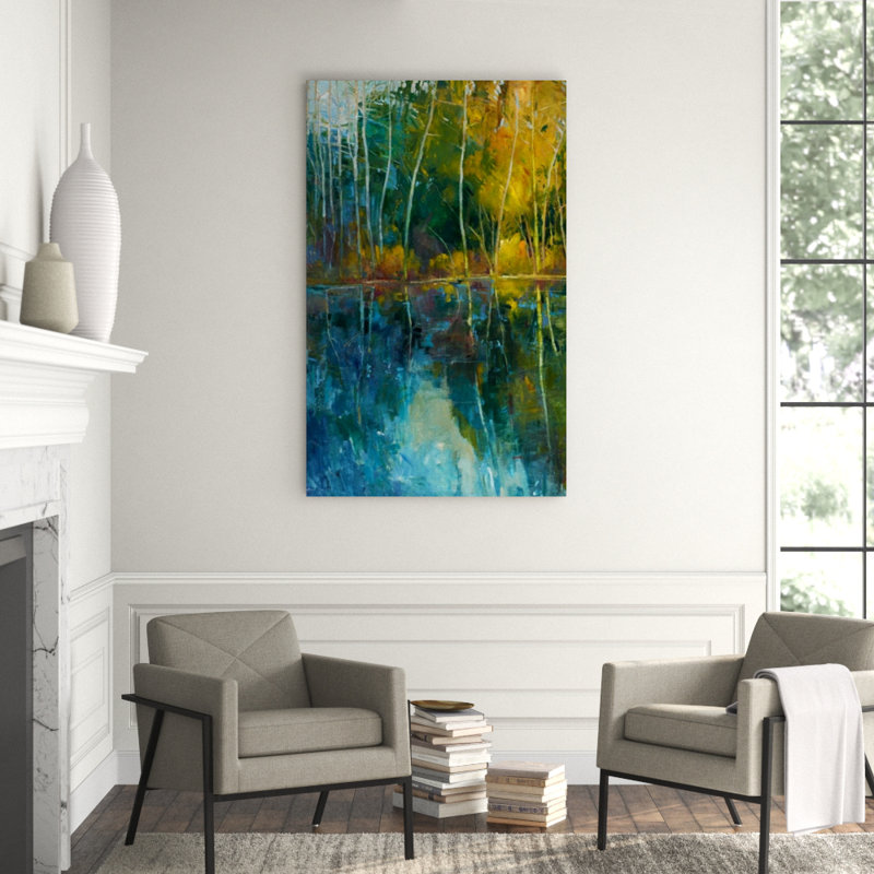 Fall Reflection Painting, Image Brush Gel, 64" H x 40" W x 1.5" D