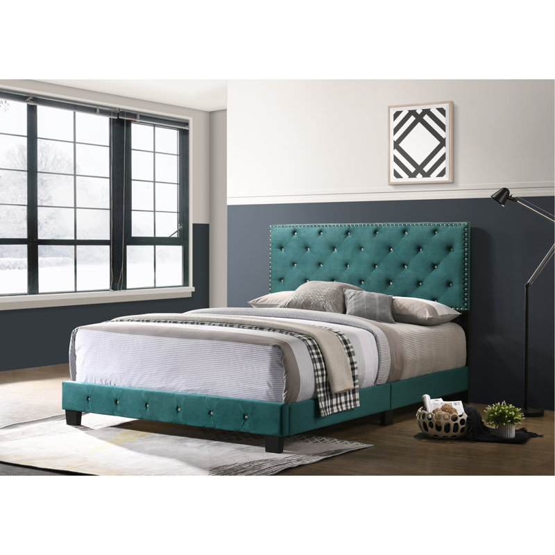 Anjelo Upholstered Standard Bed, Queen, Green