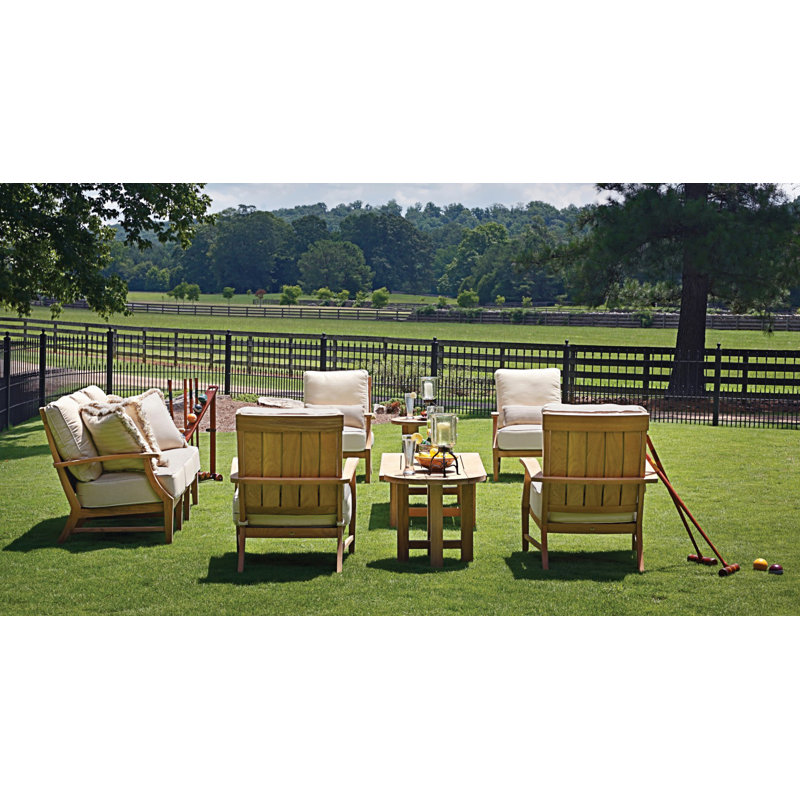 Chaise de patio en teck avec coussins Croquet