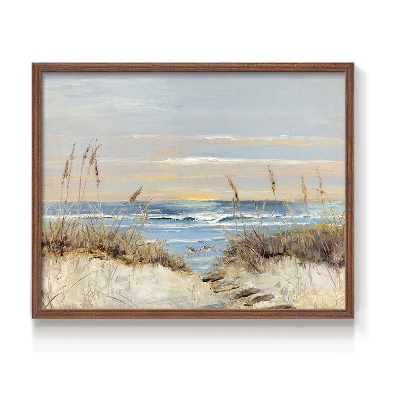 Coastal Boardwalk -Framed Print - Restickable, 22" H x 28" W, Walnut