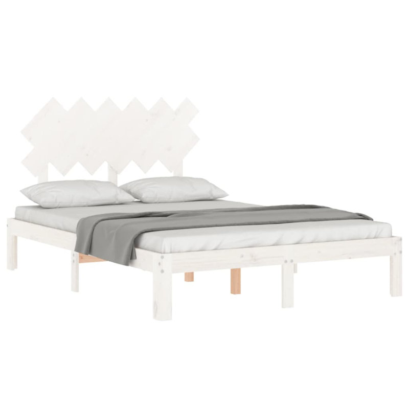 Bed Frame with Headboard, White, 140 x 190cm