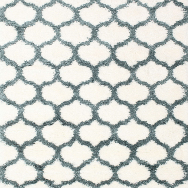 Tapis gris/zone blanche contemporaine, Carré 7 pi