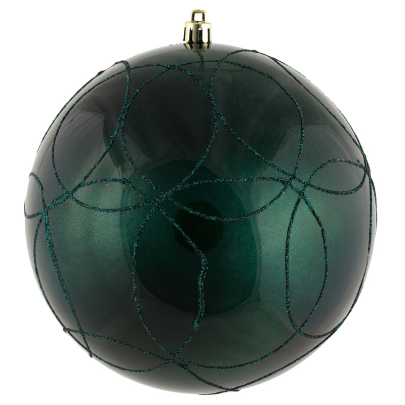 Ornement boule bonbon avec cercle scintillant, Bleu mer