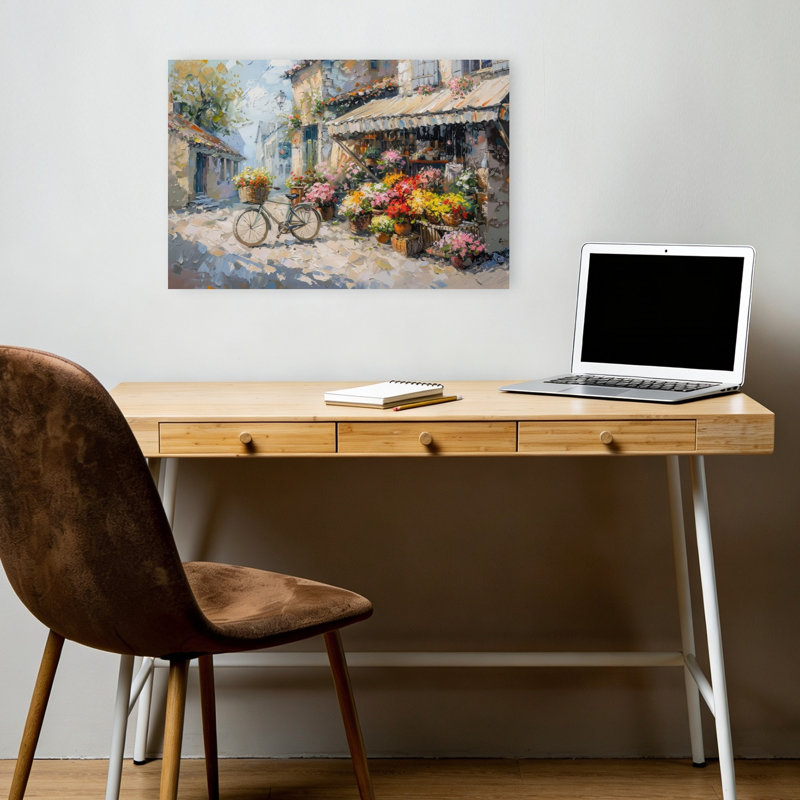 «Flower Market III Peaceful Romantic Rustic Architecture Flower», reproduction d'art murale, H 12 po x l 18 po