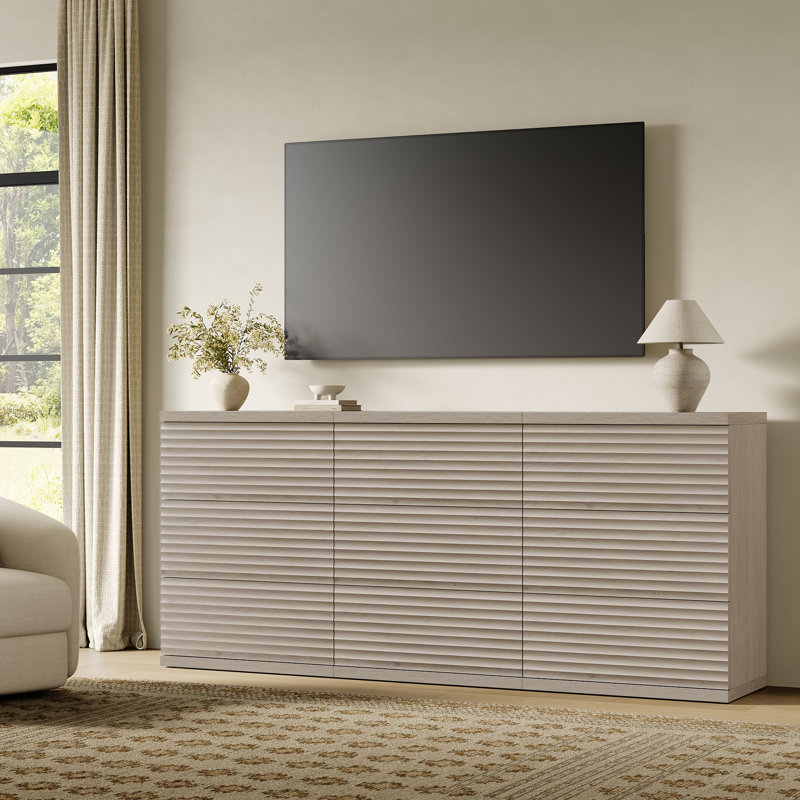 Modern Fluted 3-Drawer Dresser With Pop - Up Design, White Alder