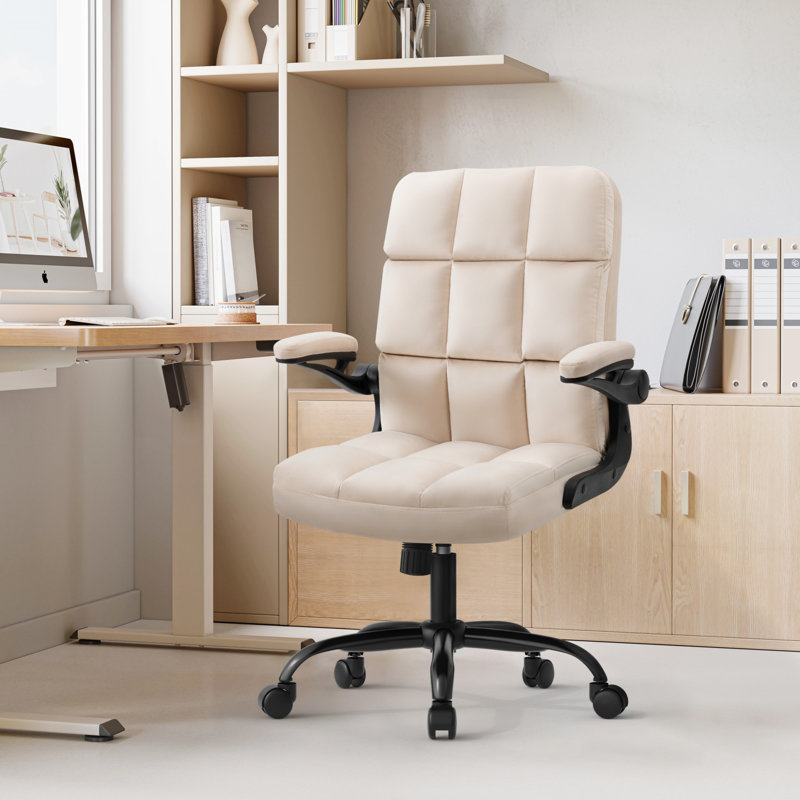 Ergonomic Executive Chair, Beige, Black, Velvet