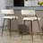 (Set Of 2) 26'' Counter Height Bar Stools Corduroy Kitchen Island Counter Bar Stool With Back,Golden Chromed Base And Footrest (Beige)-2138448891-2138448892