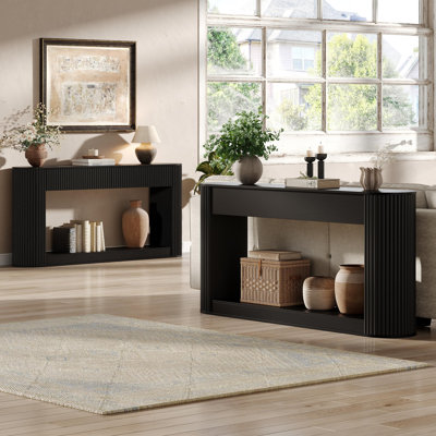 Fluted Console Table with 2 Storage Drawers