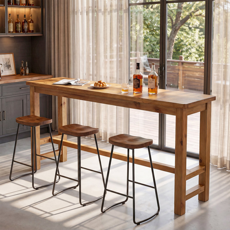 63" Solid Wood Bar Table,
