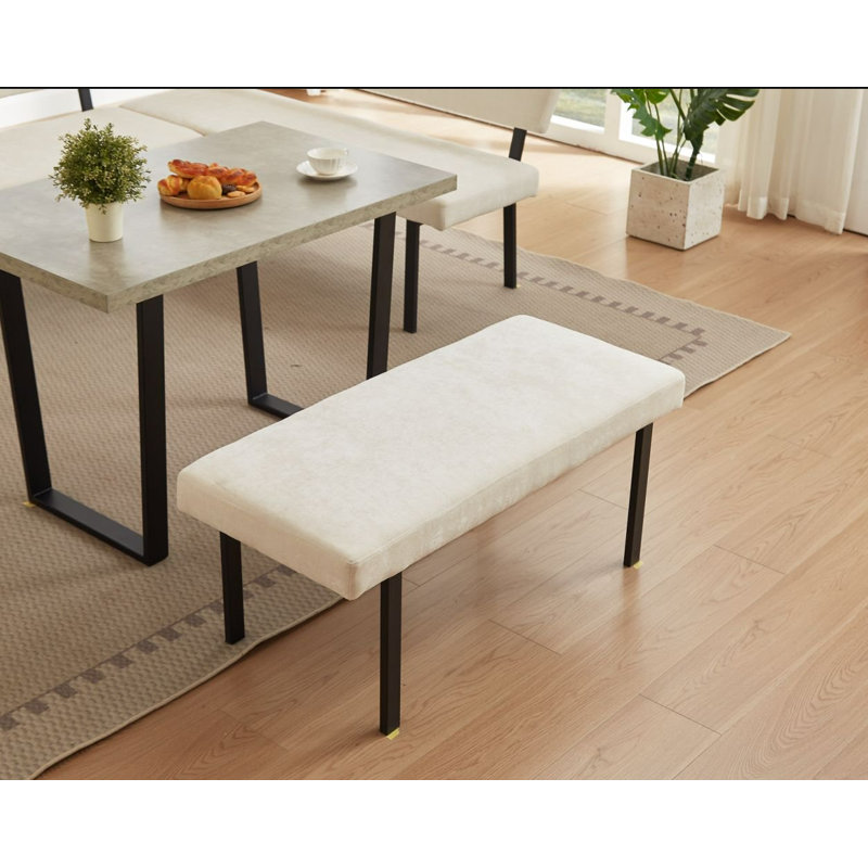43.3-Inch Premium Soft Fabric, Modern Bench With Upholstery And Metal Legs, Beige
