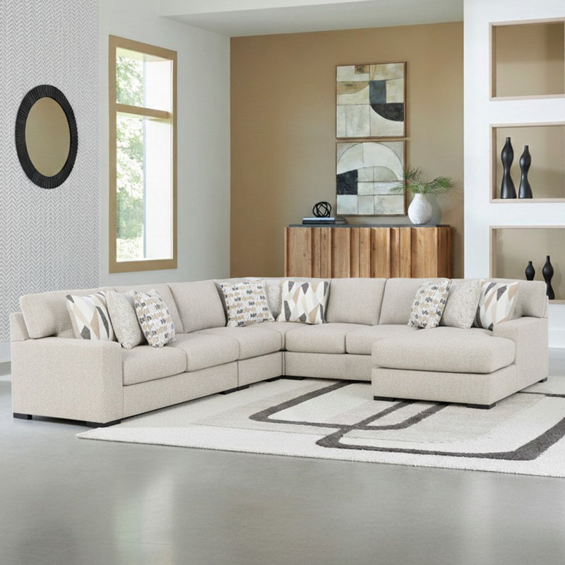 Canapé modulaire 5 pièces avec méridienne Croskey, Orienté à gauche (vu de face)