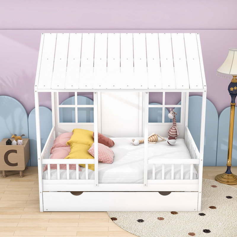 Luff Wood House Daybed with Trundle, Full, White