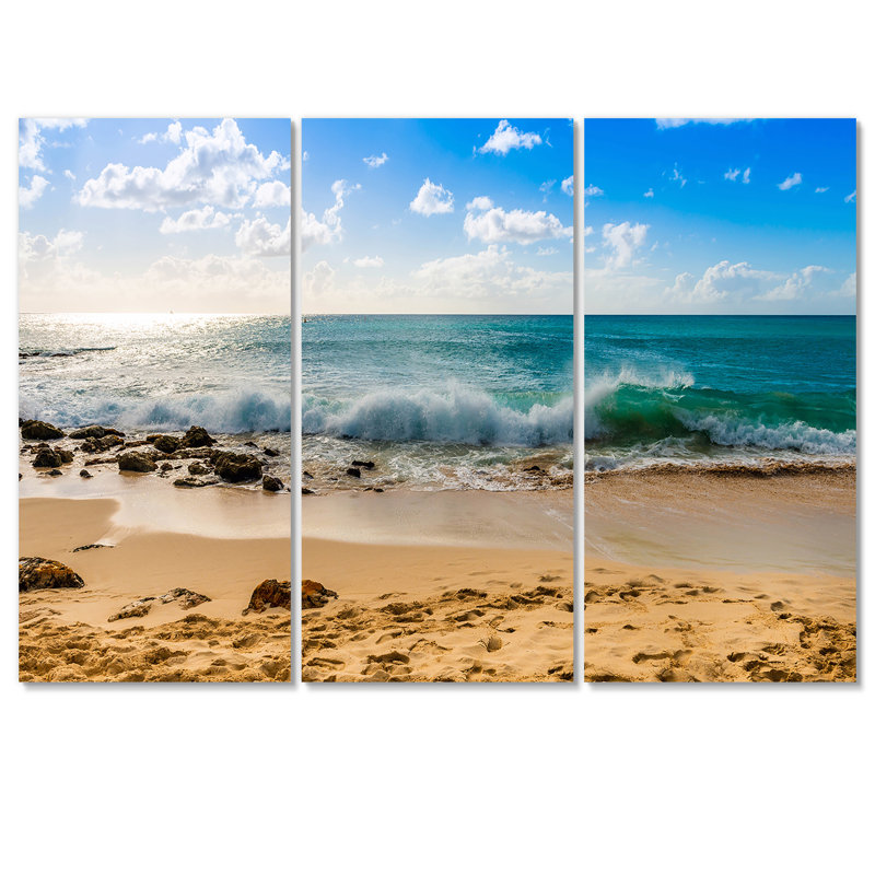 «Blue Waves Breaking On Tropical Beach», reproduction d'art sur toile nautique et côtière, H 40 po x l 60 po x P 1 po