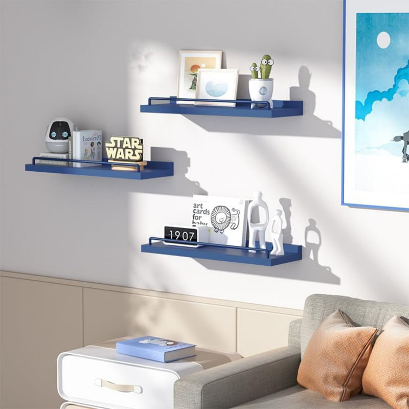 Tablette flottante en bois 3 pièces Talissa, Bleu très foncé