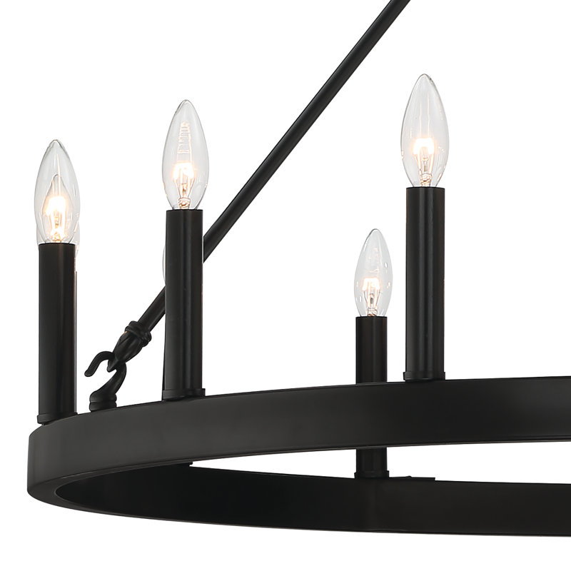 Beck 15-Light Wagon Wheel Chandelier, Aged Zinc